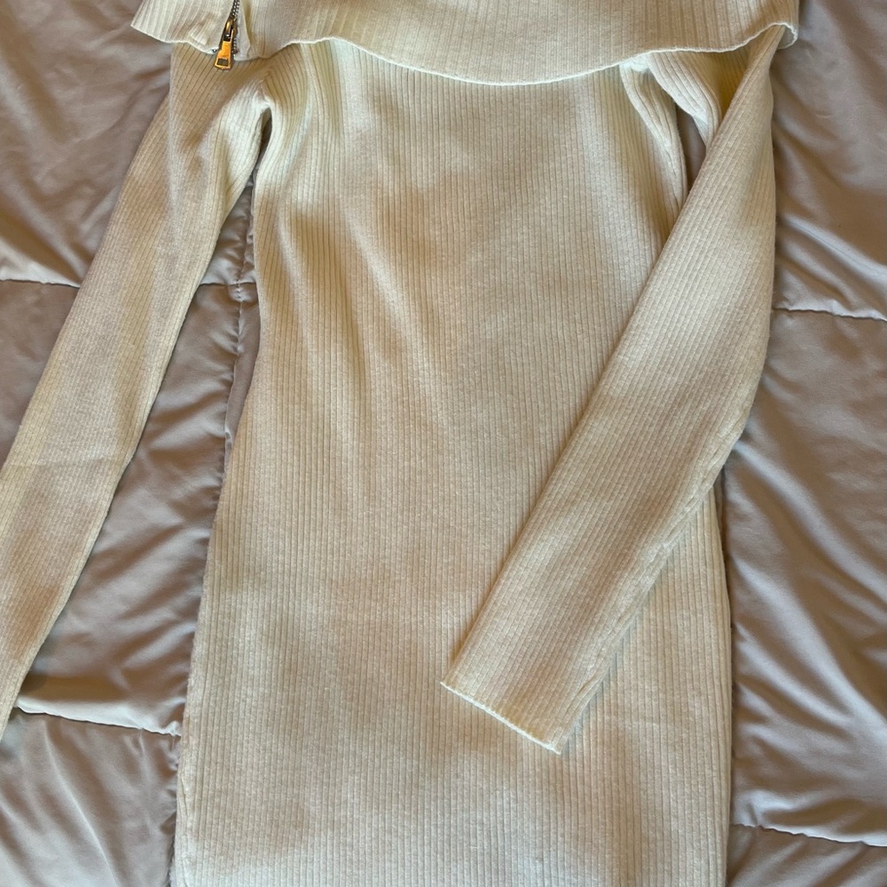 Forever 21 Cream Ribbed Knit Dress